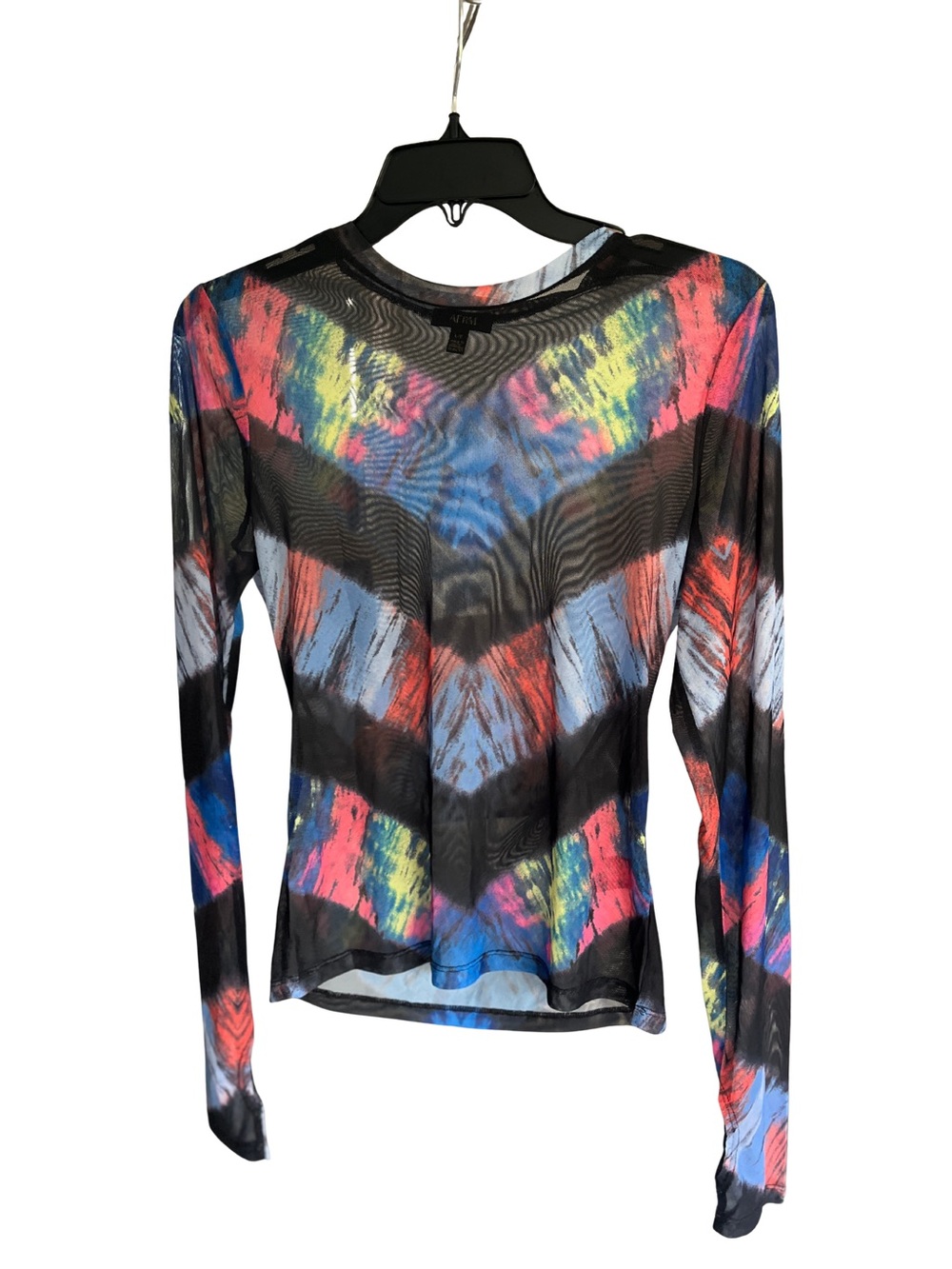 AFRM Tie Dye Mesh Top Sheer Y2K Grunge Fairycore Festival Long Sleeve L